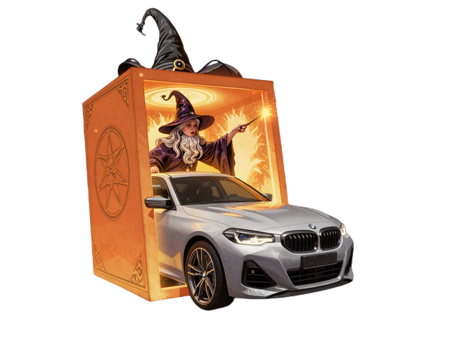 BMW M240i Hauptpreis im Granny Box mit Gr&auml;nni der Hexe und Magie