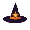SpinGranny Casino Hexenhut Logo mit orangefarbenem Pentagramm